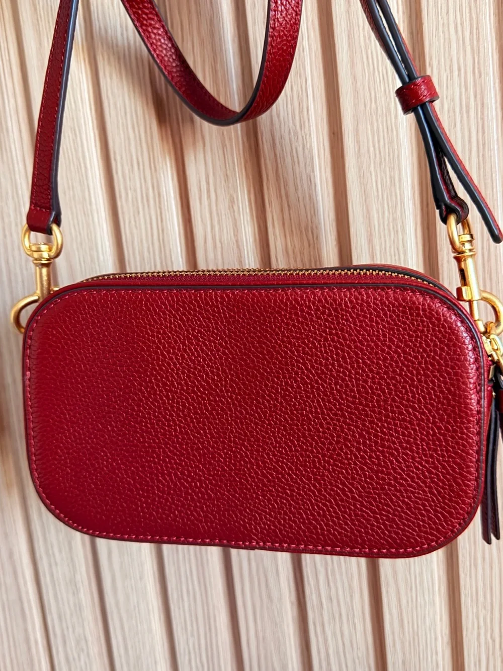 Tory Burch Red Pebbled Leather Mini Crossbody
